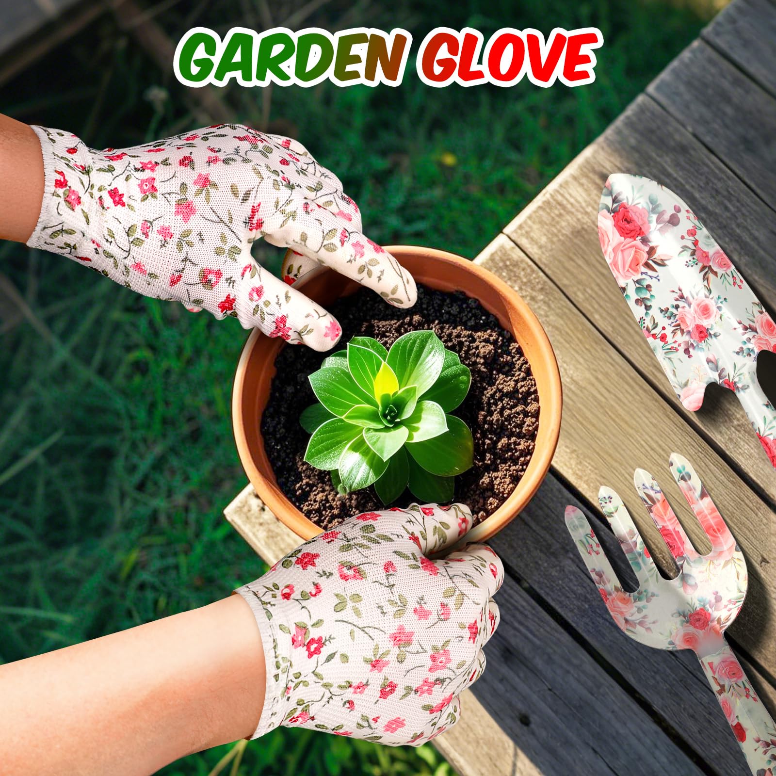 Christmas Stocking Stuffers White Elephant Gifts for Women Adults, Futricy Birthday Gardening Gifts for Women Mom Grandma Gardener Wife, Garden Tools with Hand Fork Trowel Gloves Apron