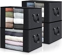 Vista 71 de Fab totes Paquete de 8 bolsas de almacenamiento plegables para mantas, contenedores de almacenamiento para organizar dormitorio, armario, ropa, Gris