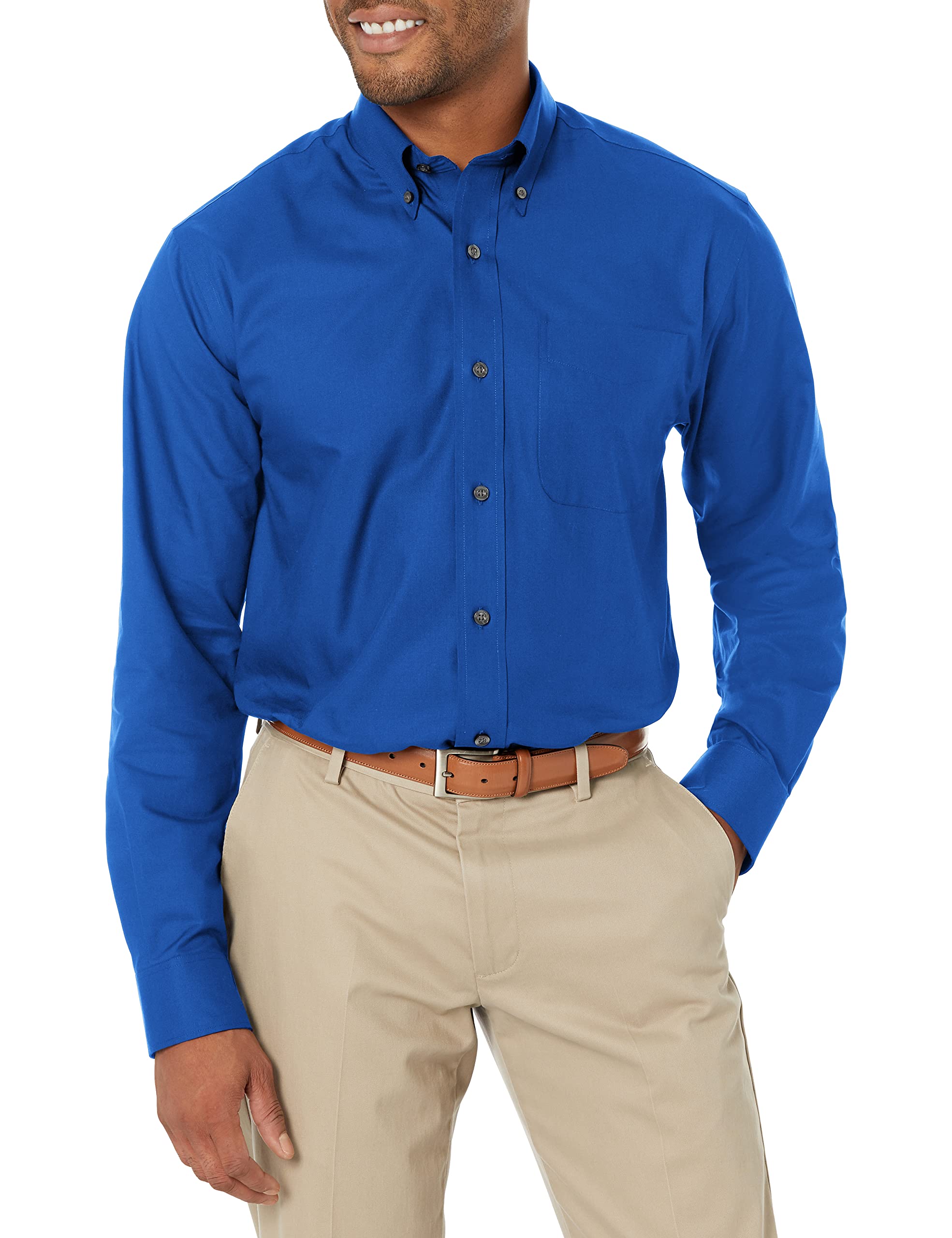 Cutter & BuckMen's Epic Easy Care Fine Twill Shirt, Small, Blue, S