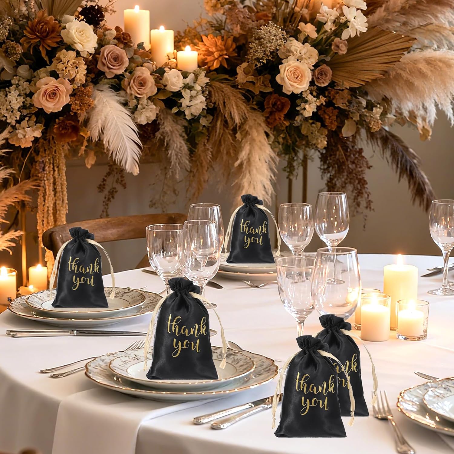 Tucnoeu 20 Pcs 4 X 6inch Satin Small Thank You Bags Thank You Satin Gift Bags with Drawstring, Satins Drawstring Bags for Wedding Bridal Shower Birthday Party Anniversary Favor - Image 5