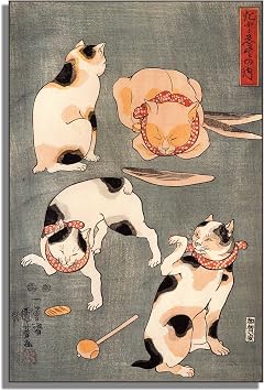 OKRA Utagawa Kuniyoshi Canvas Wall Art Cats in Different Poses Poster Japanese Ukiyo-E Woodcut Art Animal Nature Landscape Poster Japanese Classic Wall Decor Unframed 2030in/5075cm