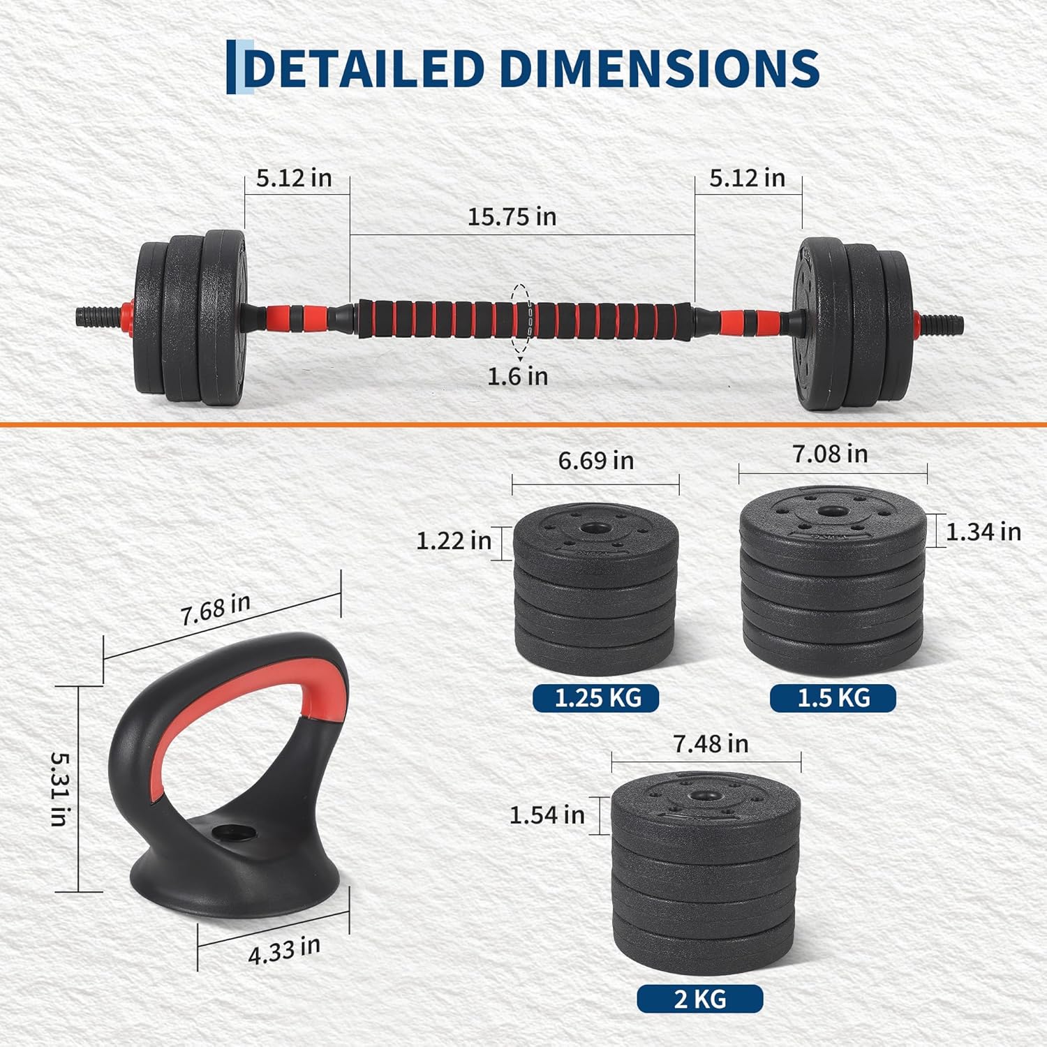 Adjustable Dumbbell Set, 44/55/66lbs Free Weights Dumbbells Set, 4 in 1 Dumbbells Set Used as Dumbbell, Barbell, Kettlebell & Push-Up Stand, Fitness Exercises for Home Gym Suitable Men/Women