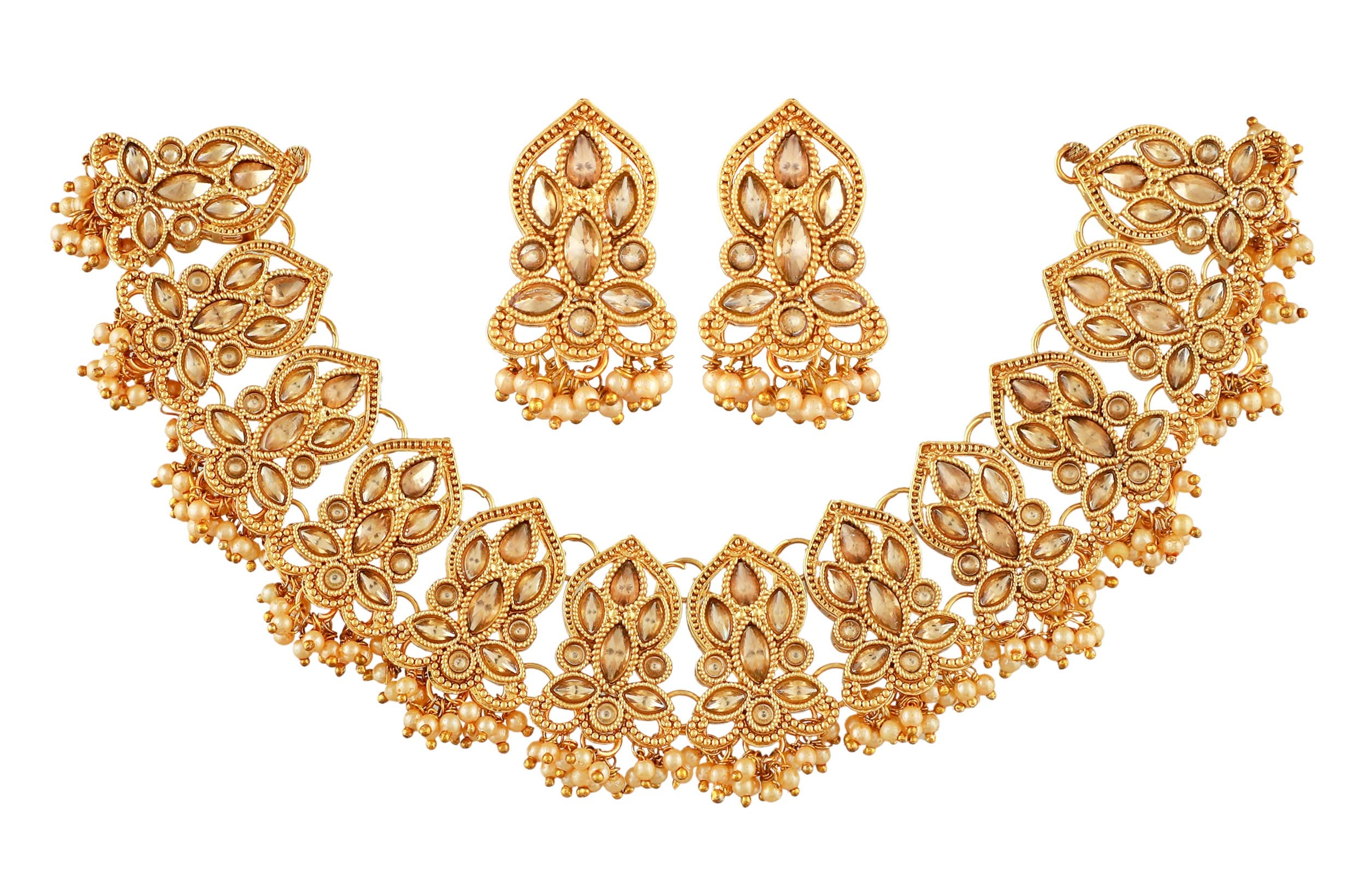 Mansiyaorange Golden Pearl AD Kundan Necklace Jewelery/Imitation/Jualry/Jwellry Set/Jewellery Choker Set For Women (Golden) (B09XQN5RKQ) Amazon Price History, Amazon Price Tracker