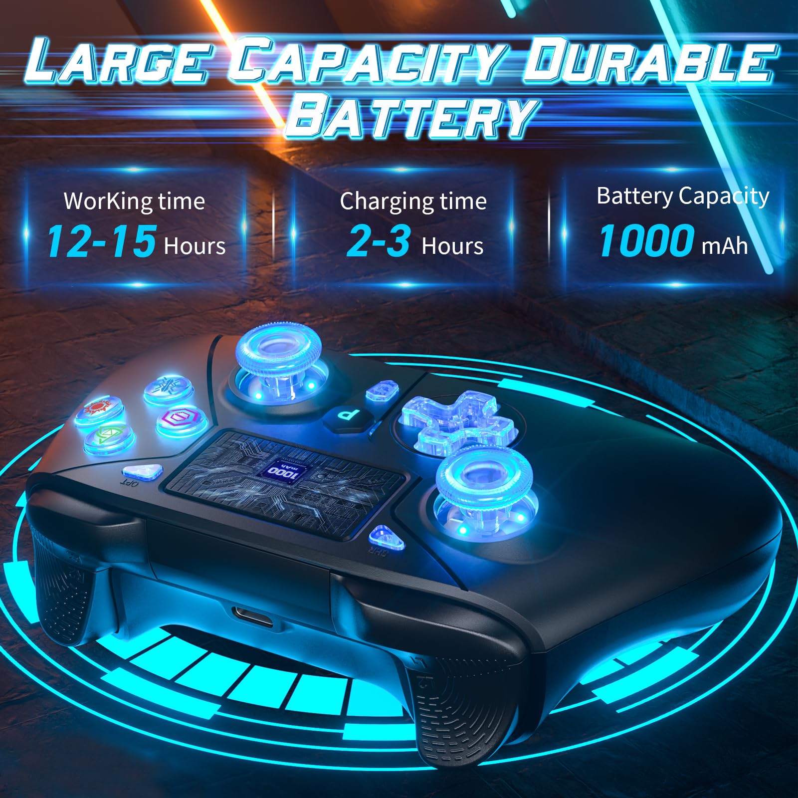 Bonacell RGB Kabelloser Controller für PS5/PS4/PC with 2.4GHz USB Receiver Adapter kompatibel mit PS5-Spielen, Dual-Motor-Vibration/6-Achsen-Sensor/Turbo/3,5-mm-Audiobuchse/Touchpad