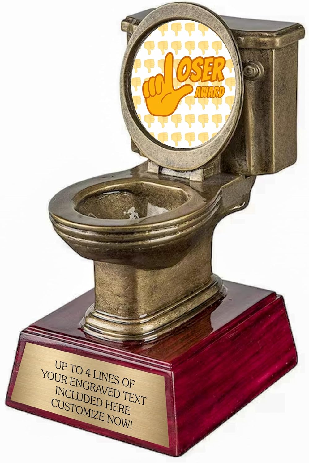 Toilet Bowl Trophy with Engraved Plate | Personalized Funny Awards for Adults | Last Place Trophies | 6 Inches Tall | Gag Gift for Work | Fun Customized Office Gifts | Loser Award | Customize Now