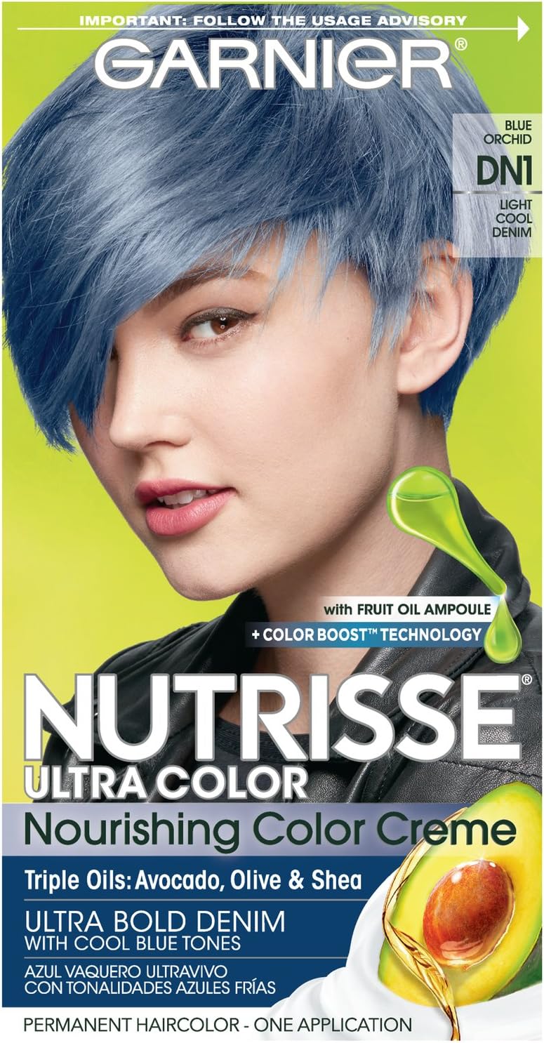 Garnier Nutrisse Ultra Color Nourishing Hair Color Creme, DN1 Light Cool Denim (Packaging May Vary), 1 Count