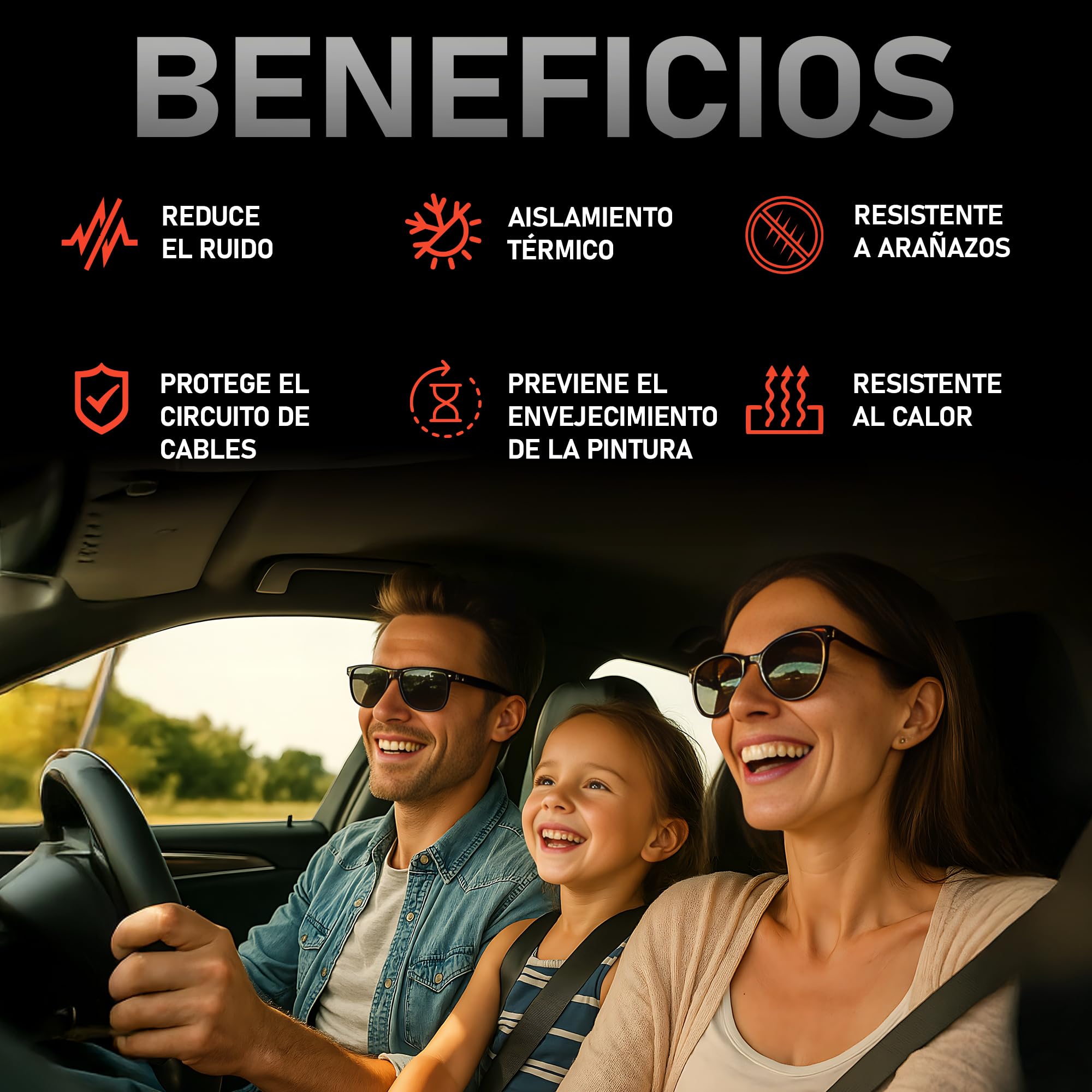 Aislante Termico Autoadhesivo 250 x 50 cm - 10mm Grosor | Aislante Acustico Coche | Perfecto para Coches, Furgonetas y Campers | Temperatura Máxima 110ºC / Mínima -50ºC