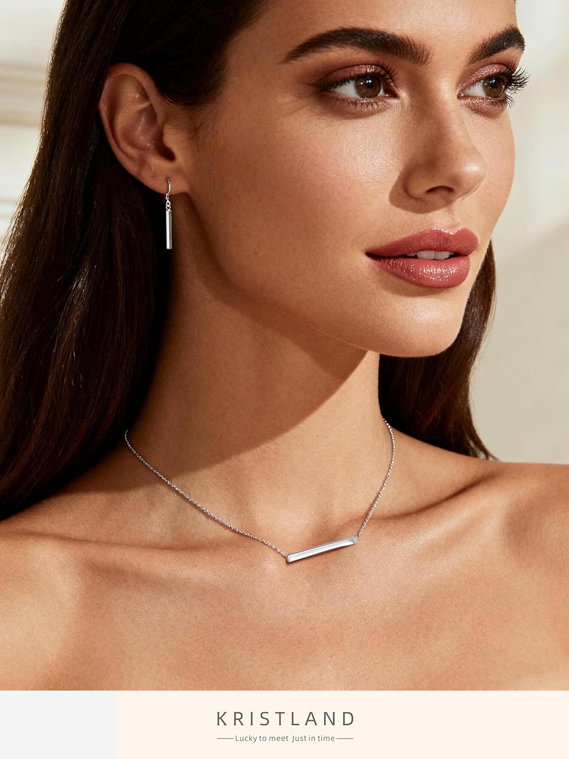 Women Bar Necklace Dainty 18K Gold Plated Simple Design Solid Circle, Heart Choker Chain Silver Necklaces for Women - Image 4