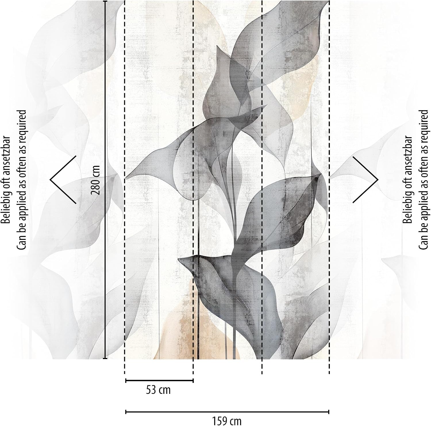 Livingwalls CosmoLiving Non-Woven Wallpaper with Leaf Design in Grey, White, Black - 8,80 x 0,53 m Designer Wallpaper by Cosmopolitan - 791449