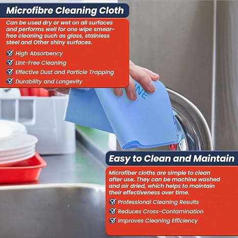 Hi-Shine 10 Next Generation Microfibre Cloth 40x40cm – Chemical Free Microfibre Cleaning Cloth for Glass, Glasses, Stainless Steel, Shiny Surfaces, Window - Blue