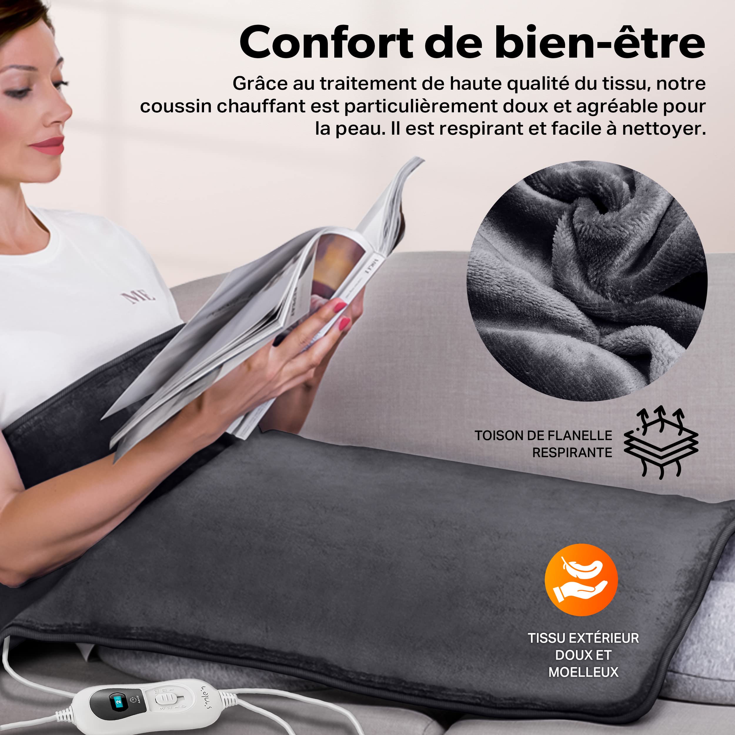sinnlein Coussin Chauffant Electrique pour le Dos Nuque Épaules | Chauffage du Dos avec Arrêt Automatique & 6 niveaux de température