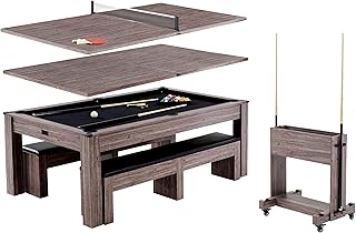 Barrington Billiards 7' Drop Pocket Pool Table 3-in-1 Dining Top, Table Tennis and Billiards with Game Accessories