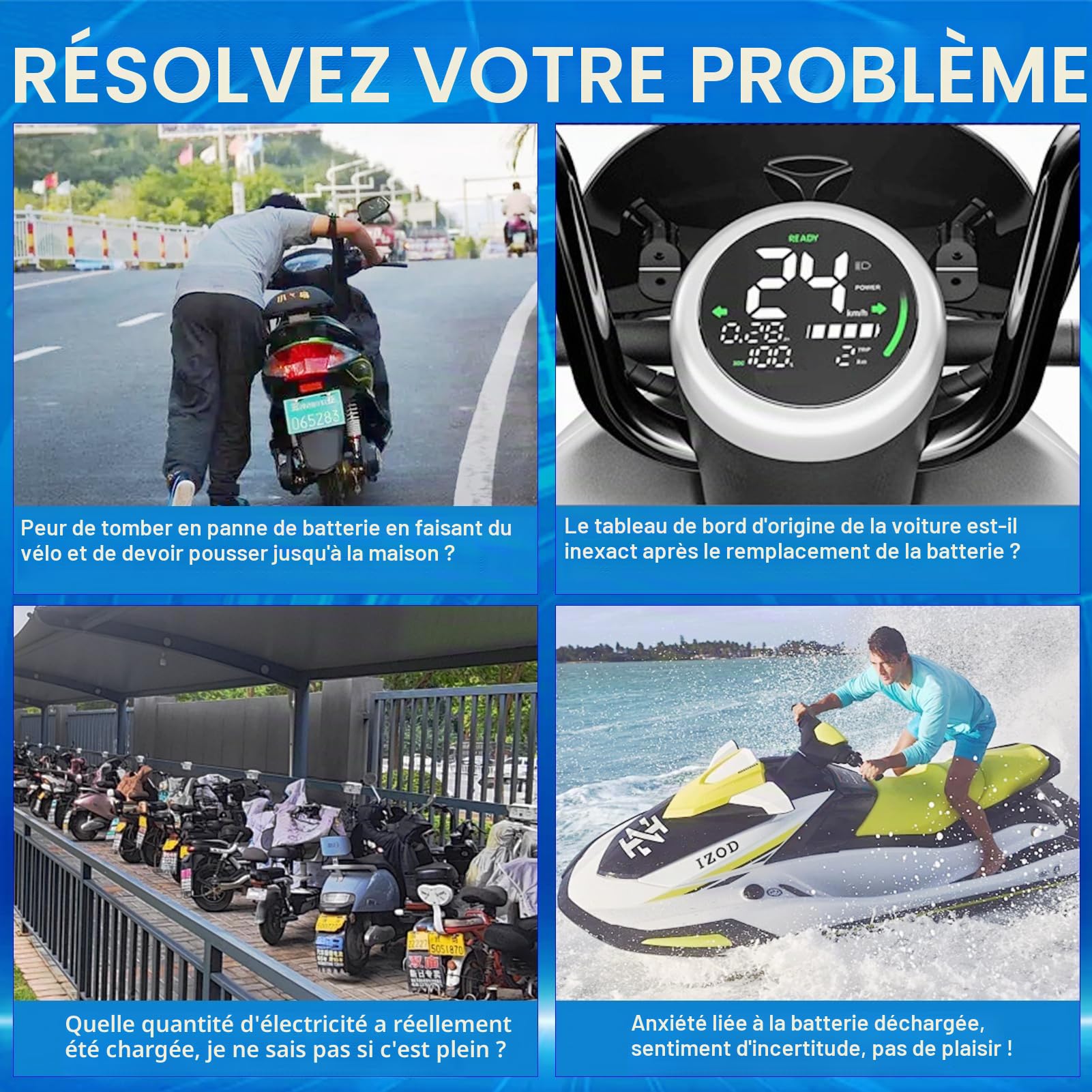 100A wifi moniteur batterie 12V 24V 36V 48V 72V moniteur batterie 10-100V affichage tension app télécommande moniteur batterie caravane garde batterie (KM110F avec alarmes)