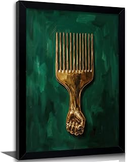 Framed Afro Comb Fist Canvas