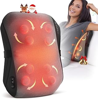 Back Massager for Pain Relief Deep Tissue, 2025 Upgrade 8 Massage Nodes for Upper and Lower Back, Shiatsu Back Massager with Heat for Chair, for Women Men(Corded)