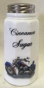 Sugar Shaker - Paneled - Rosso Exclusive - Motorcycle - American Made - Mosser Glass USA Milk w/Cinnamon Sugar