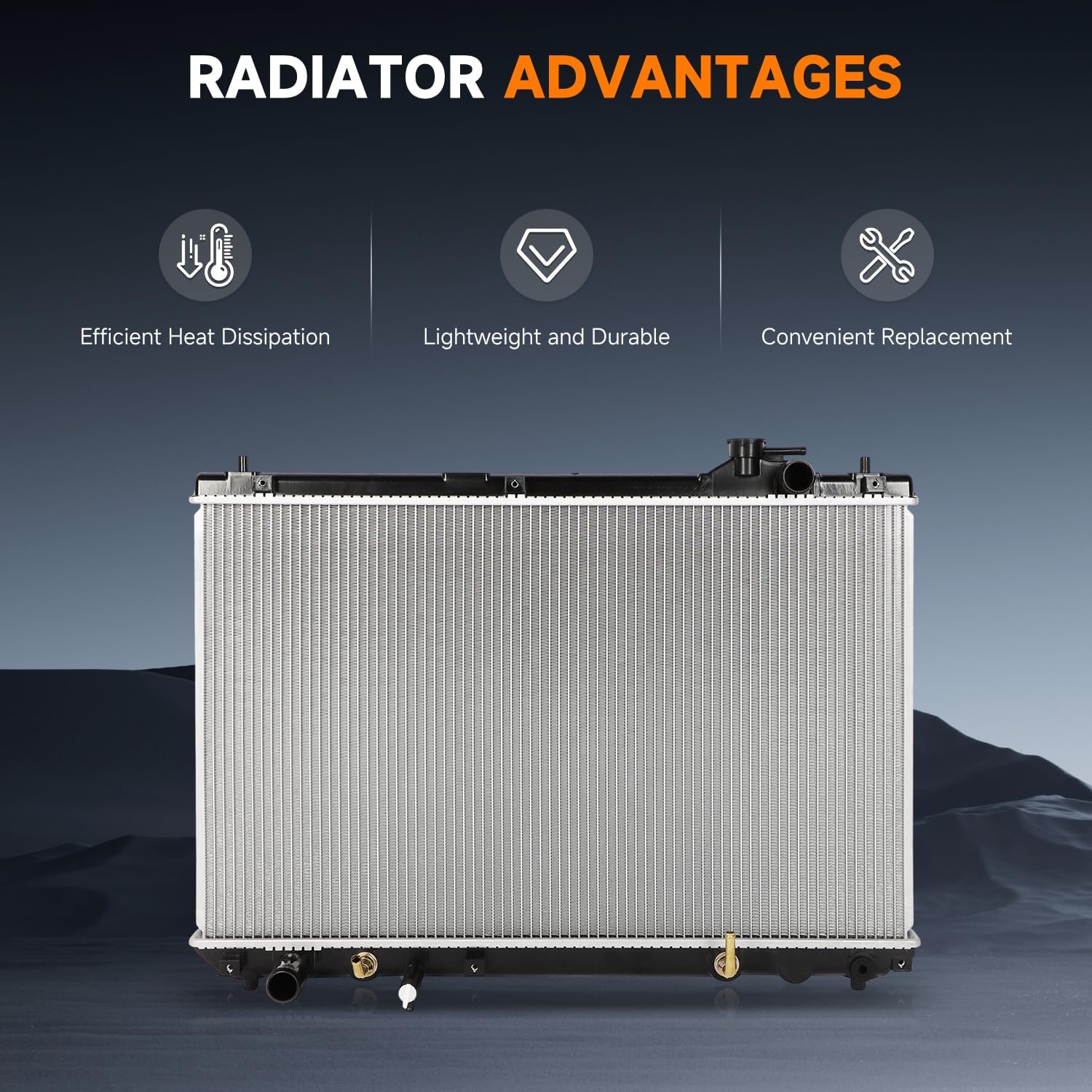 OCPTY 2452 Engine Coolant Radiator Compatible with 2001-2003 for Toyota Highlander 3.0L 2004-2007 for Toyota Highlander 3.3L Replace# 2452,1640020220,1640020330,16410YZZAL Aluminum Core