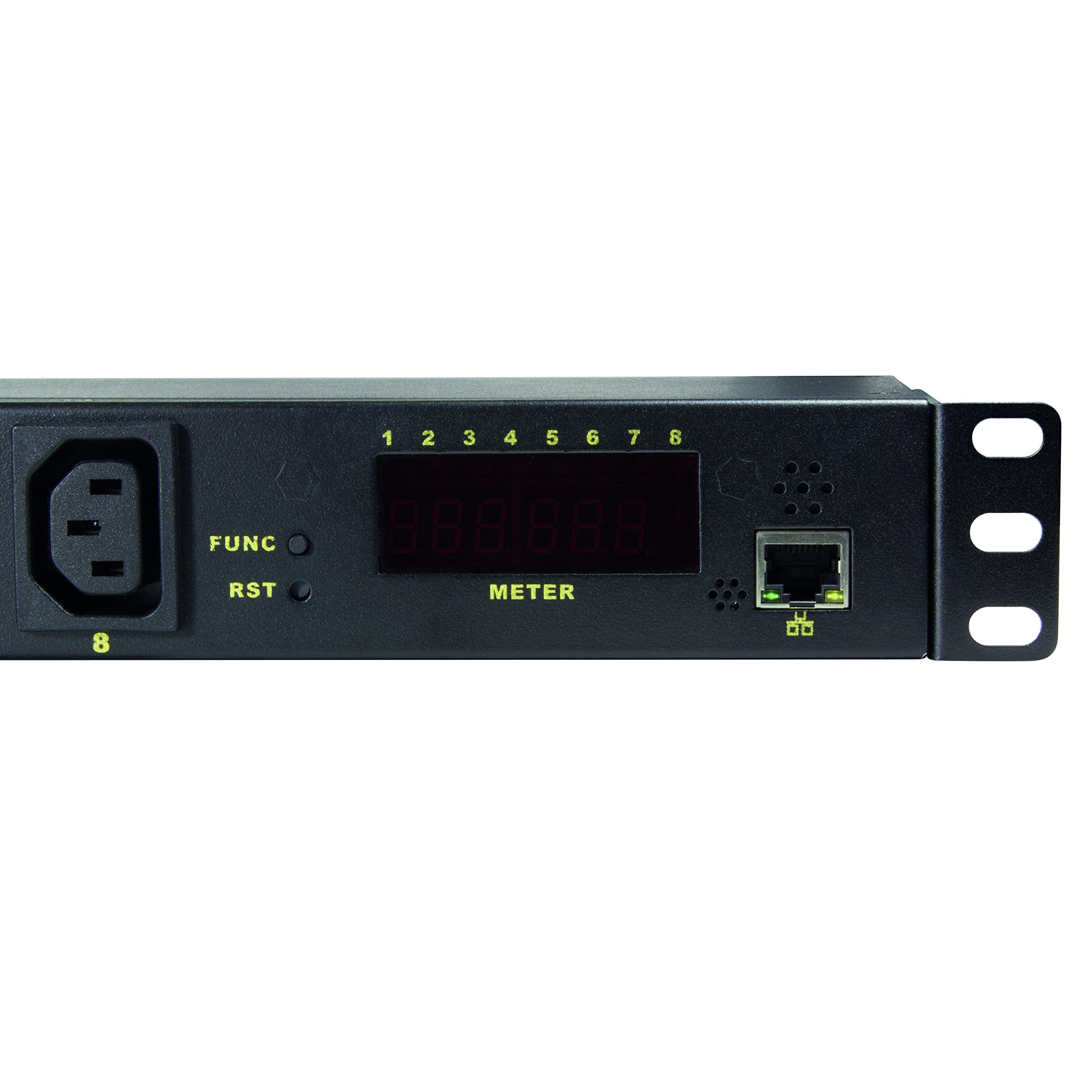 LogiLink Professional PDU8P01 Hochwertige IP "19" Steckdosenleiste 8-fach mit Schalt-, Mess/Warnfunktion, Temperatur und Feuchtigkeitssensor Schwarz