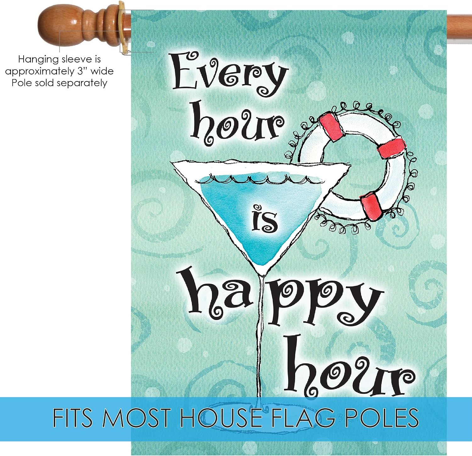 Toland Home Garden "Happy Hour Cute Fun Cocktail Drink Decorative House Flag, 28" x 40" - Image 4