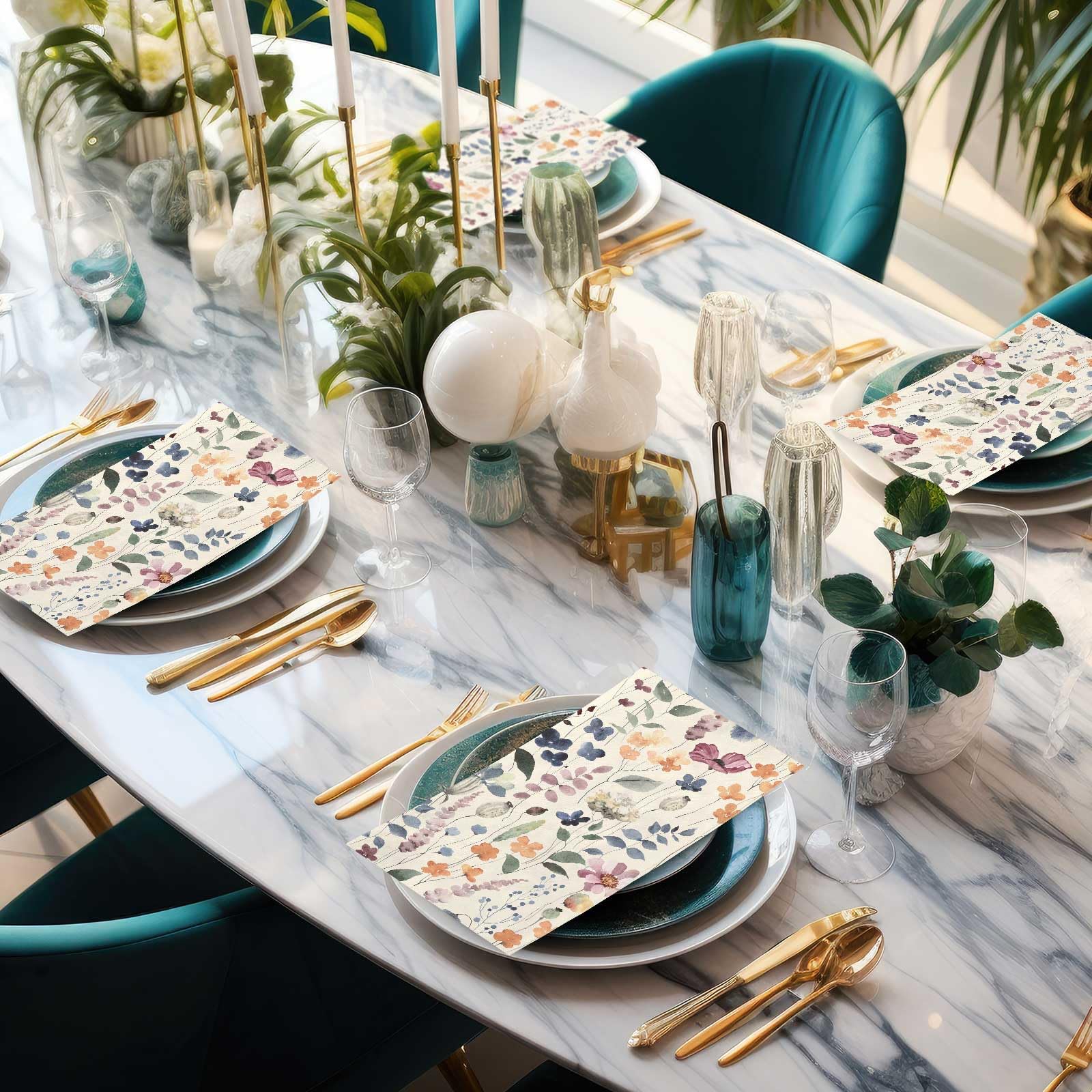 Seajan 200 servilletas de papel florales para invitados, toallas de mano desechables para baño, toallas de papel desechables para invitados, servilletas para primavera y verano, boda, baño, cumpleaños