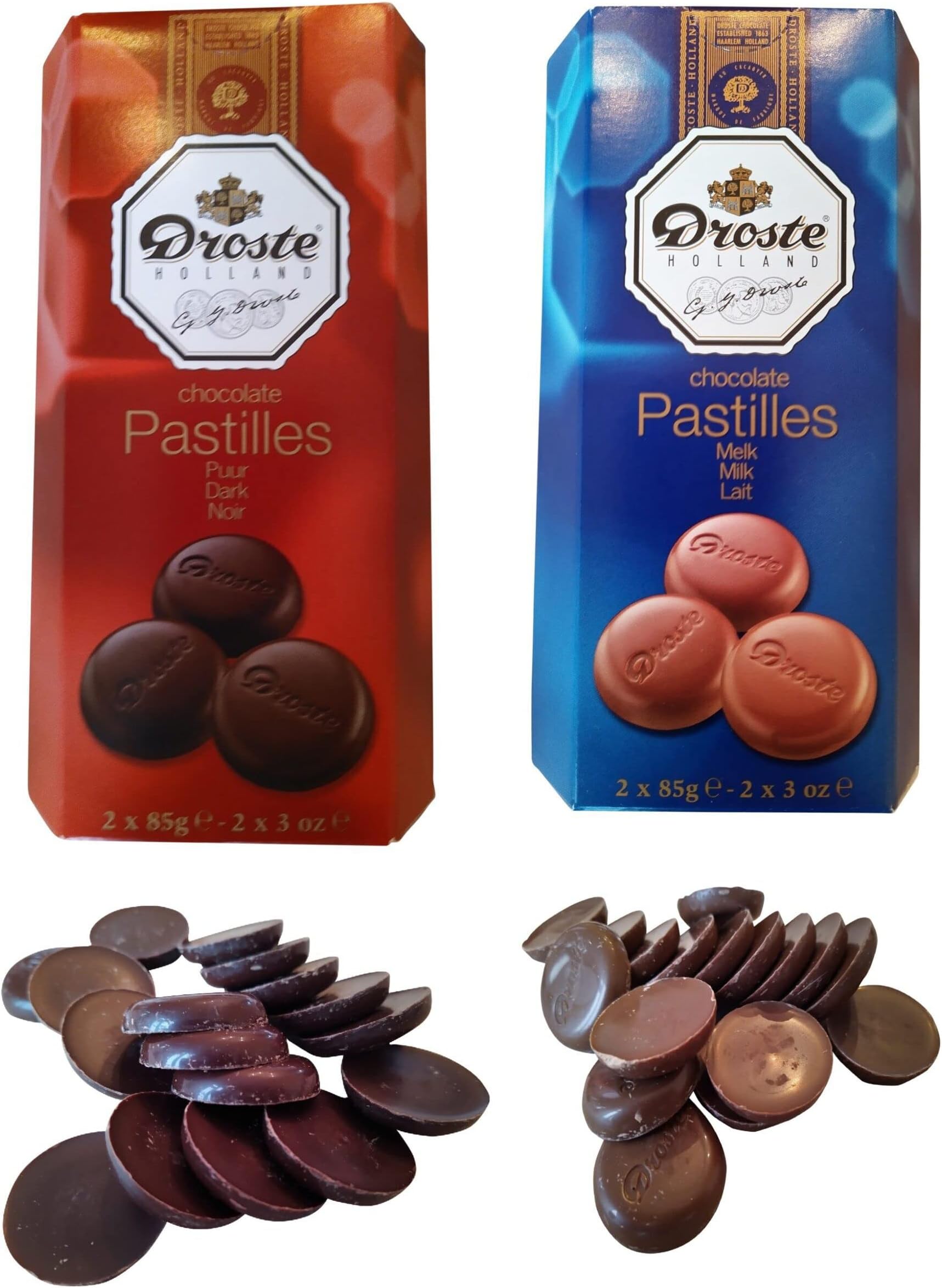 Droste Chocolate | Droste Pastilles | 2 x 2 Rolls of Droste Pastilles | Dutch Chocolate | Custom Variety Pack of 2 Products | 11.99 Ounce Total Weight
