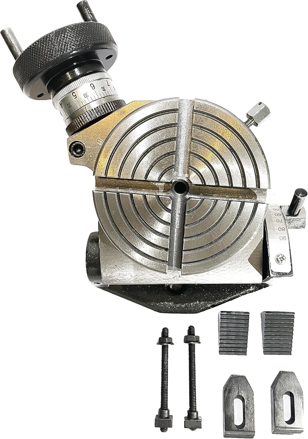 Rotary Table Tilting 4 Inches (100mm) 4 Slots for Milling Machines Tool with m6 clamp kit
