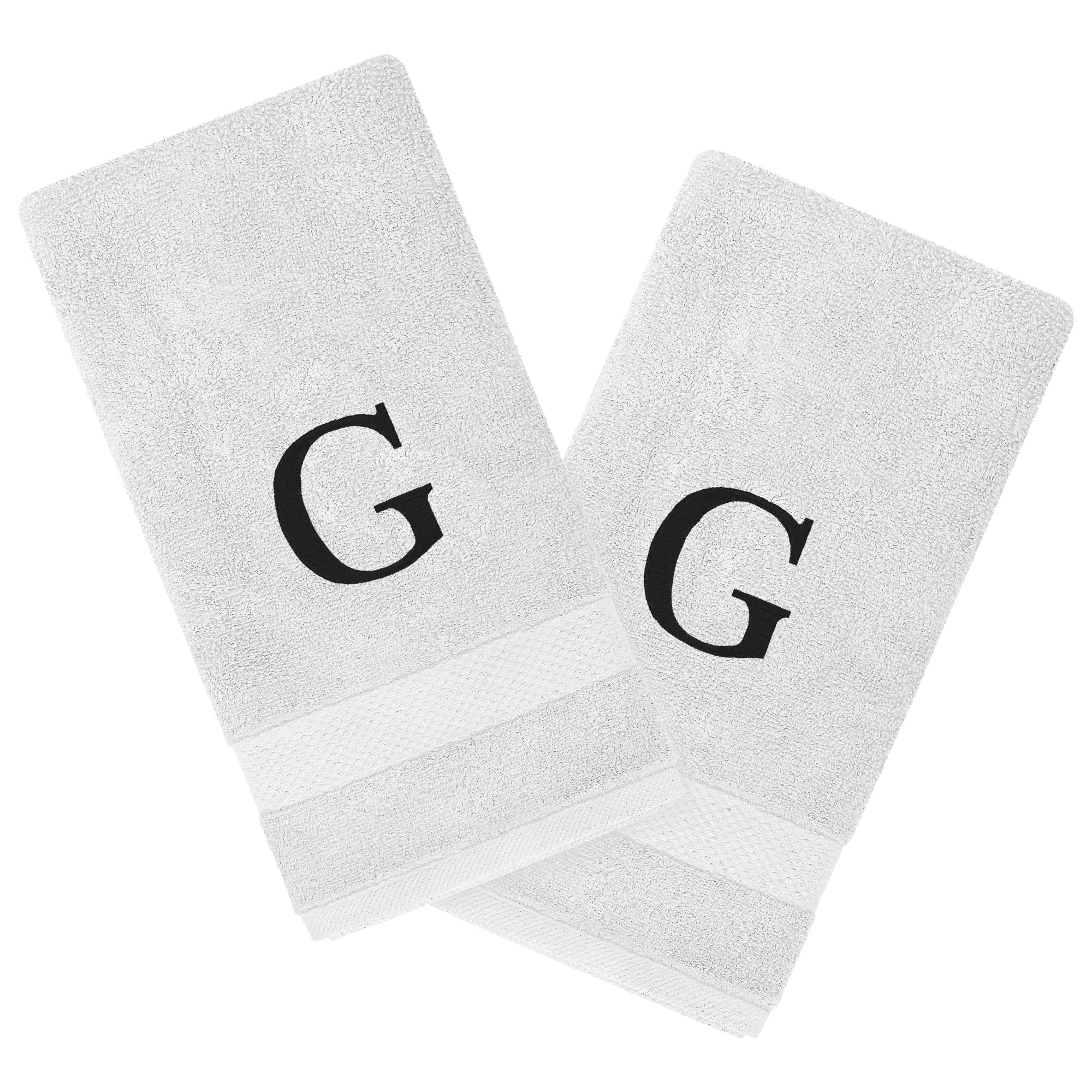 Personalized Passion 2-Pack Hand Towels Set with Monogram - 16"x27" Highly Absorbent & Soft Turkish Cotton - Monogrammed Hand Towels for Bathroom, Spa