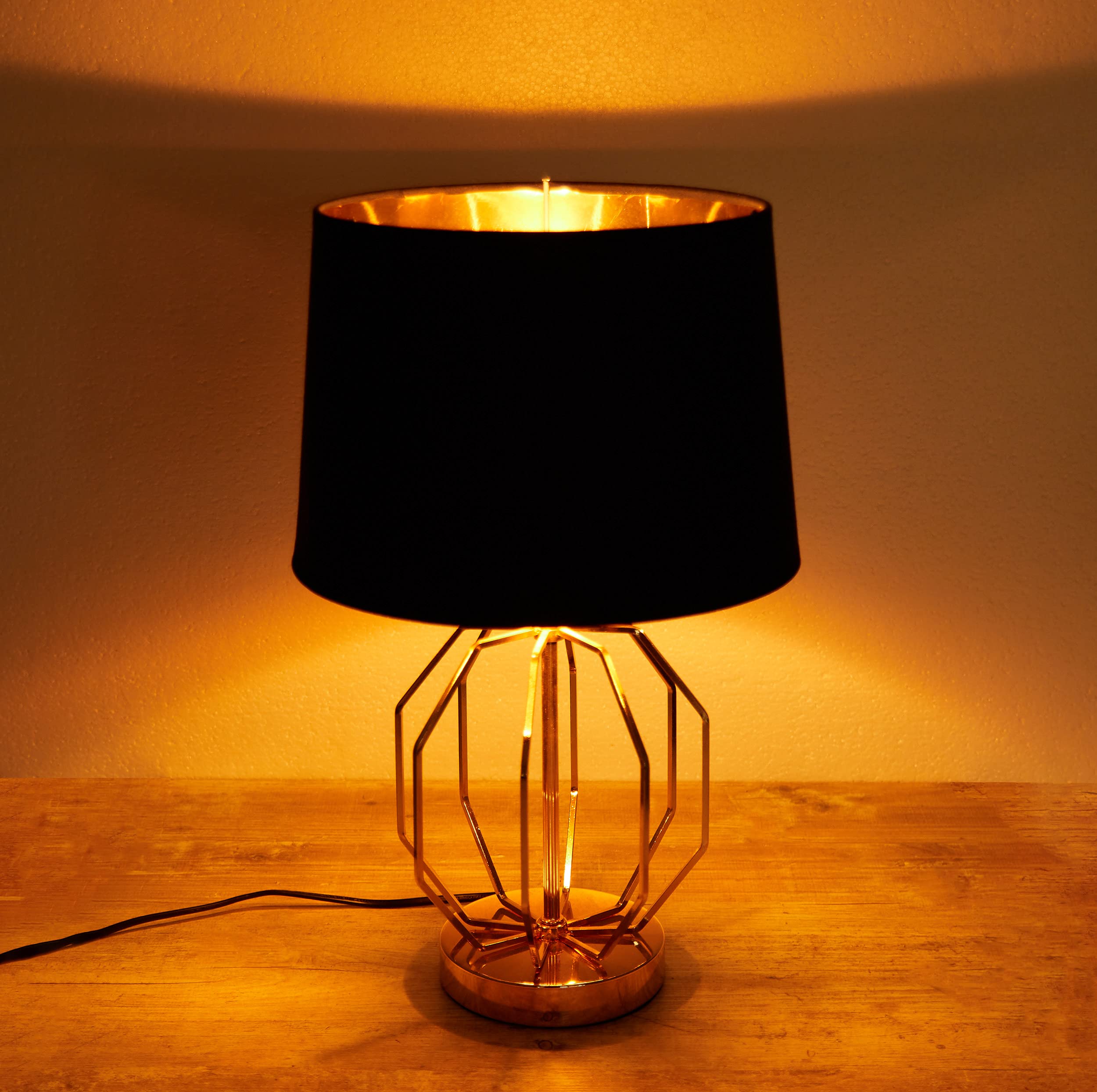 BRUBAKER 2er Set Tisch- oder Nachttischlampen Vintage Gitter Muster - Moderne Tischleuchten mit Metallfuß - 45 cm Höhe, Gold Schwarz