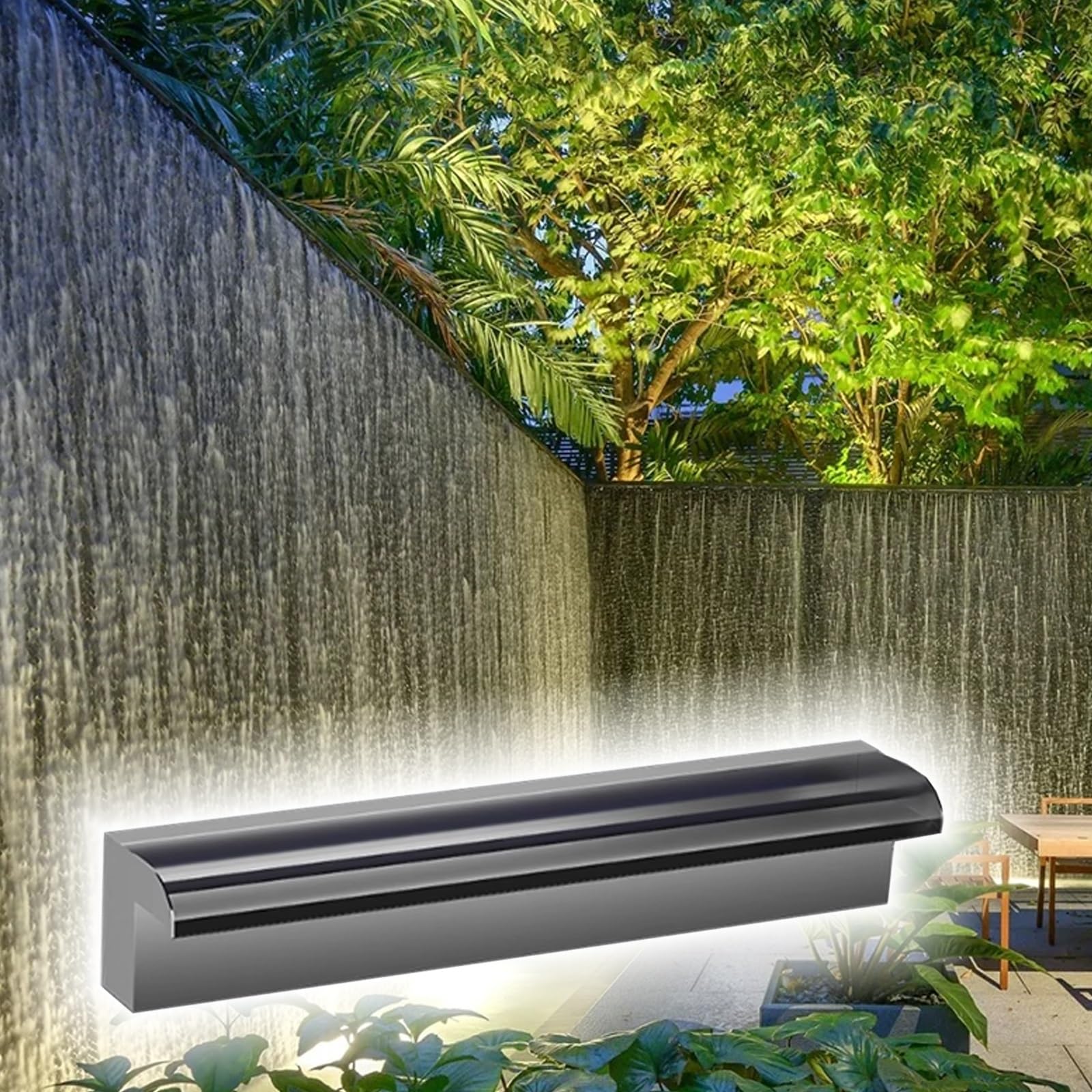 QHZYMX Waterfall Spillway Water Walls Waterfall Fountains, Large Waterfall Overflow Spillway For Yard/Pond/Pool/Spa/Garden Koi Pond, Flush Mount Waterfalls Fountains Kit(Gray,145cm/57)
