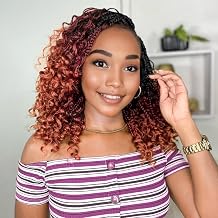 Yewell 9 Packs Goddess Box Braids Crochet Hair Boho Crochet Box-Braids With Curly Ends Crochet-Hair For Black Women, 12 Inch Pre Looped Bohemian Crochet Box-Braid 12Inch 9 Packs,1B/530/350