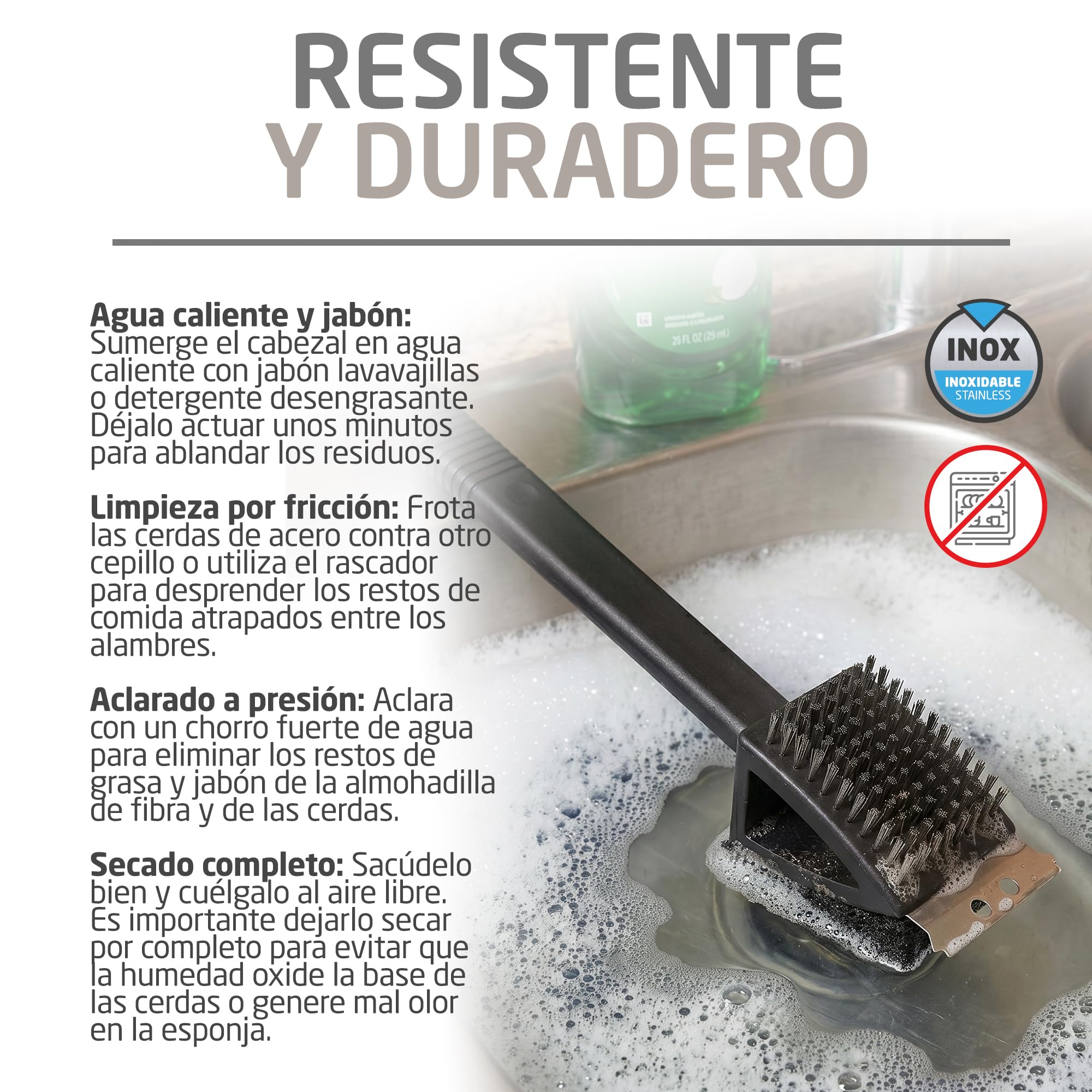Amig Brosse de Nettoyage Barbecue 3 en 1 AM20 - Acier Inoxydable 201, 37 x 6 cm