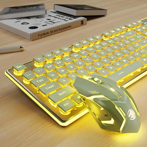 Miniatura 11 de V3 Combo de teclado y mouse inalámbricos con retroiluminación única, panel metálico, teclado y mouse recargable Bluetooth/2.4G para computadora,