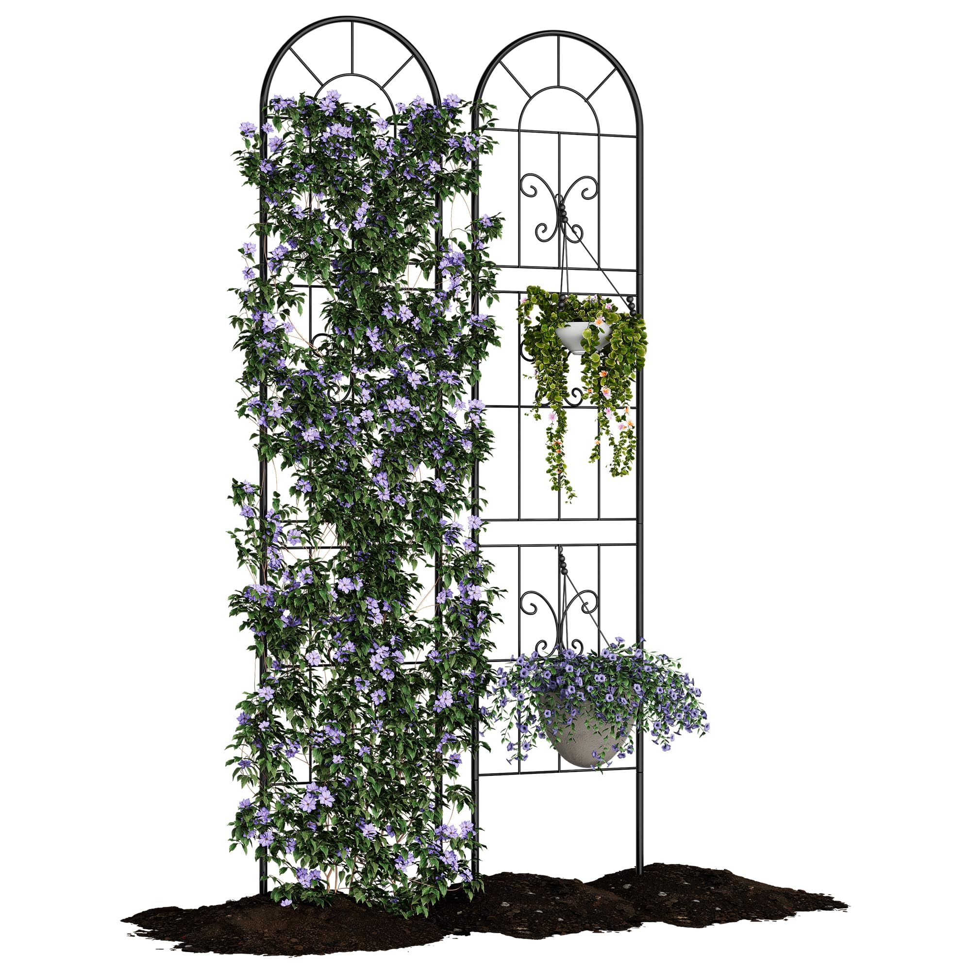 2er-Pack Metall-Rankgitter 140x30 cm, Rosenrankgitter Aus Beschichtetem Metall, Gartenstützrahmen Für Kletterpflanzen, Rosen, Clematis Und Blumen