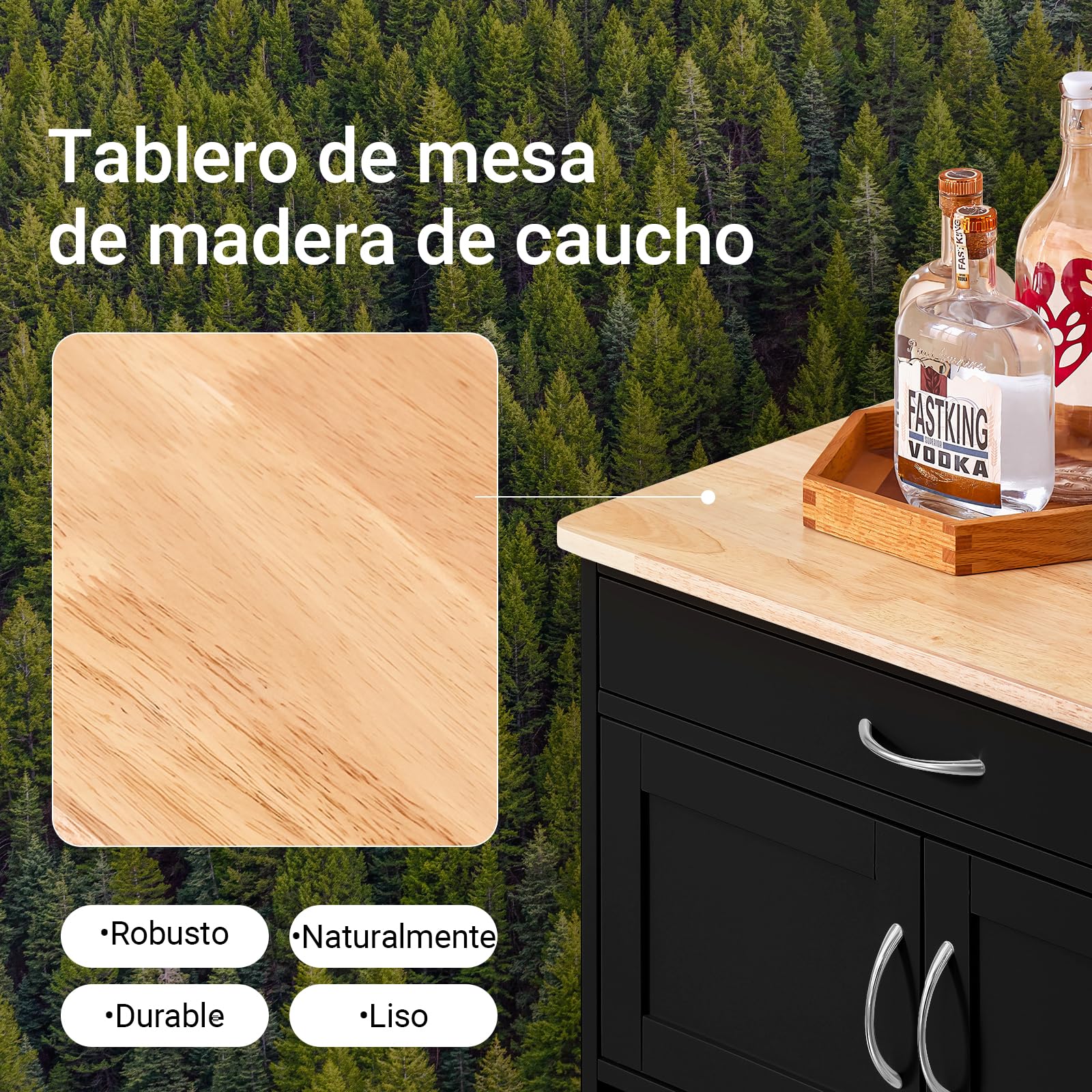 SoBuy Carrito Auxiliar de Cocina, Frenos & botellero 9 Botellas, 67x86x38cm