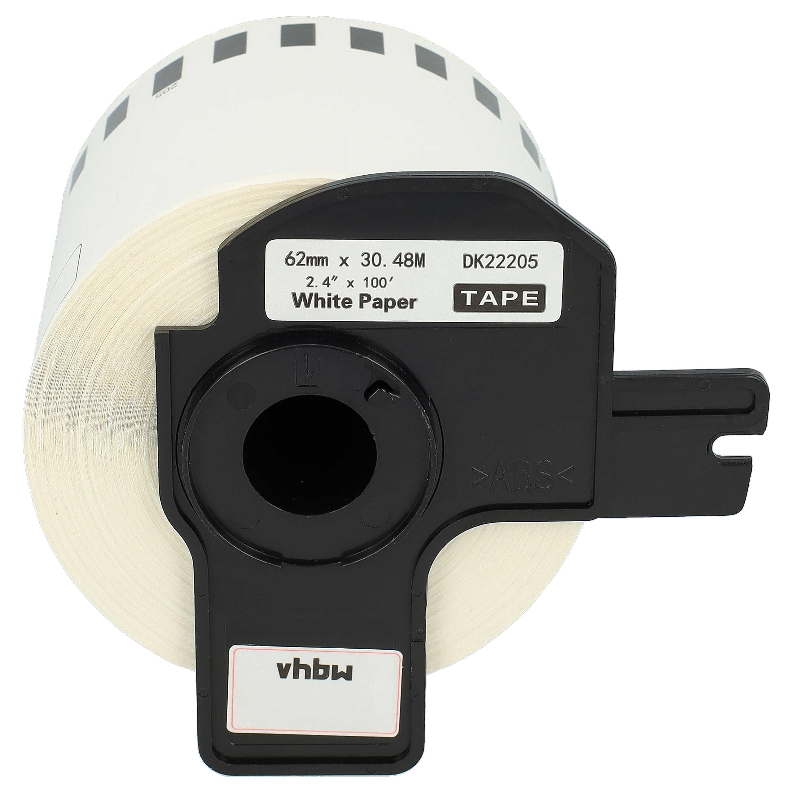 vhbw 10x rotolo etichette con supporto 62mm x 30,48m (1 etichetta) compatibile con Brother PT QL-1050, QL1050N, QL-1060, QL1060N etichettatrice bianco