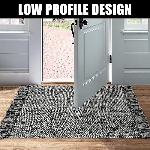 Miniatura 447 de Collive - Tapete de 27 x 43 pulgadas, lavable a máquina, para interiores y exteriores, de bajo perfil, suave algodón tejido a mano, para baño