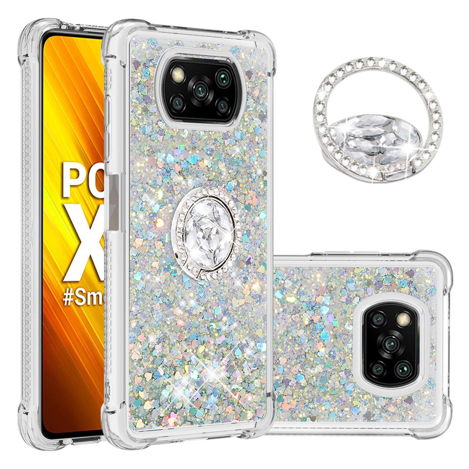 HiCASE Pro Cover per Xiaomi Poco X3 NFC/Poco X3 PRO/Poco X3, Glitter Liquido Sil