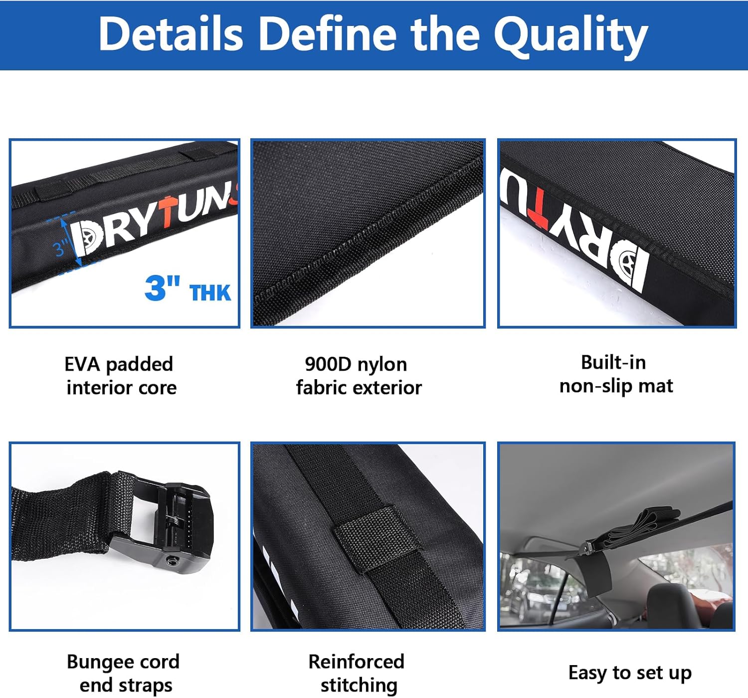 Surfboard Rack for Car, Paddle Board Car Rack, Surf Racks for Cars, Universal Soft Roof Racks for Kayak SUP Canoe, Complete Set