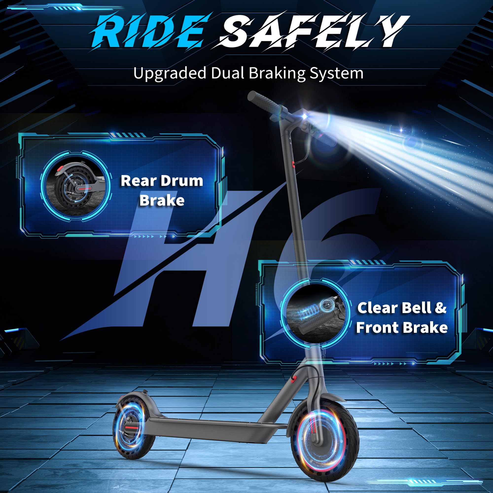 WERHY Electric Scooter for Adults & Teens, 500W/350W Motor, 25/30/35 Km Long Range & 30/35 Km/h Max Speed, 10"/8.5" Solid Tires, Folding Commuter E-Scooter with Cruise Control, Dual Brake - 5