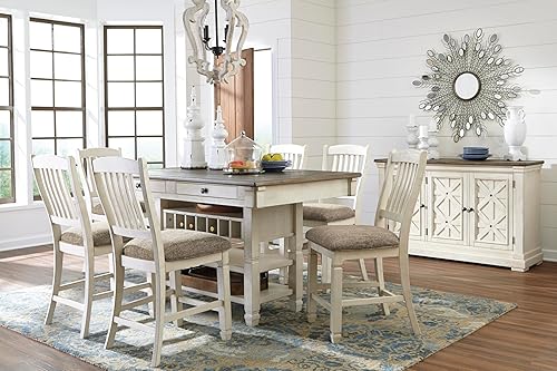 Miniatura 24 de Signature Design by Ashley Tyler Creek Farmhouse Taburetes de bar tapizados de altura de mostrador de 24.38 pulgadas, juego de 2, casi negro Negro