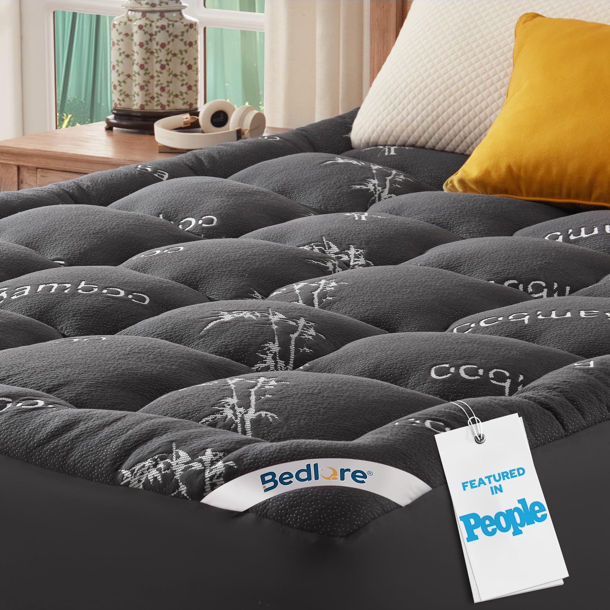 Photo 1 of BEDLORE Full Size Mattress Topper Viscose Derived from Bamboo, Thick Pillow Top Mattress Pad with Stretchable Pockets for 6"-15" Mattress, Breathable Mattress Topper for Back Pain Relief(Dark Gray)
