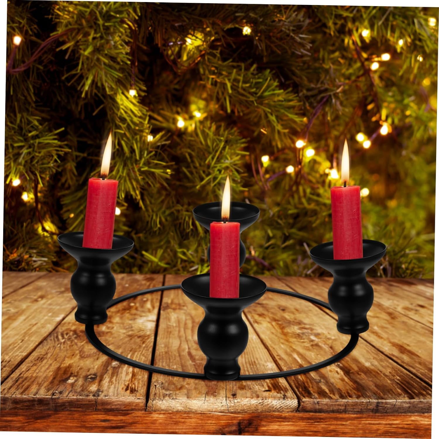 Wreath Iron Christmas Candle Holder for Table Decor Sturdy Candle Stand for Holiday Centerpieces and Xmas Wreaths Gourd Cup Design
