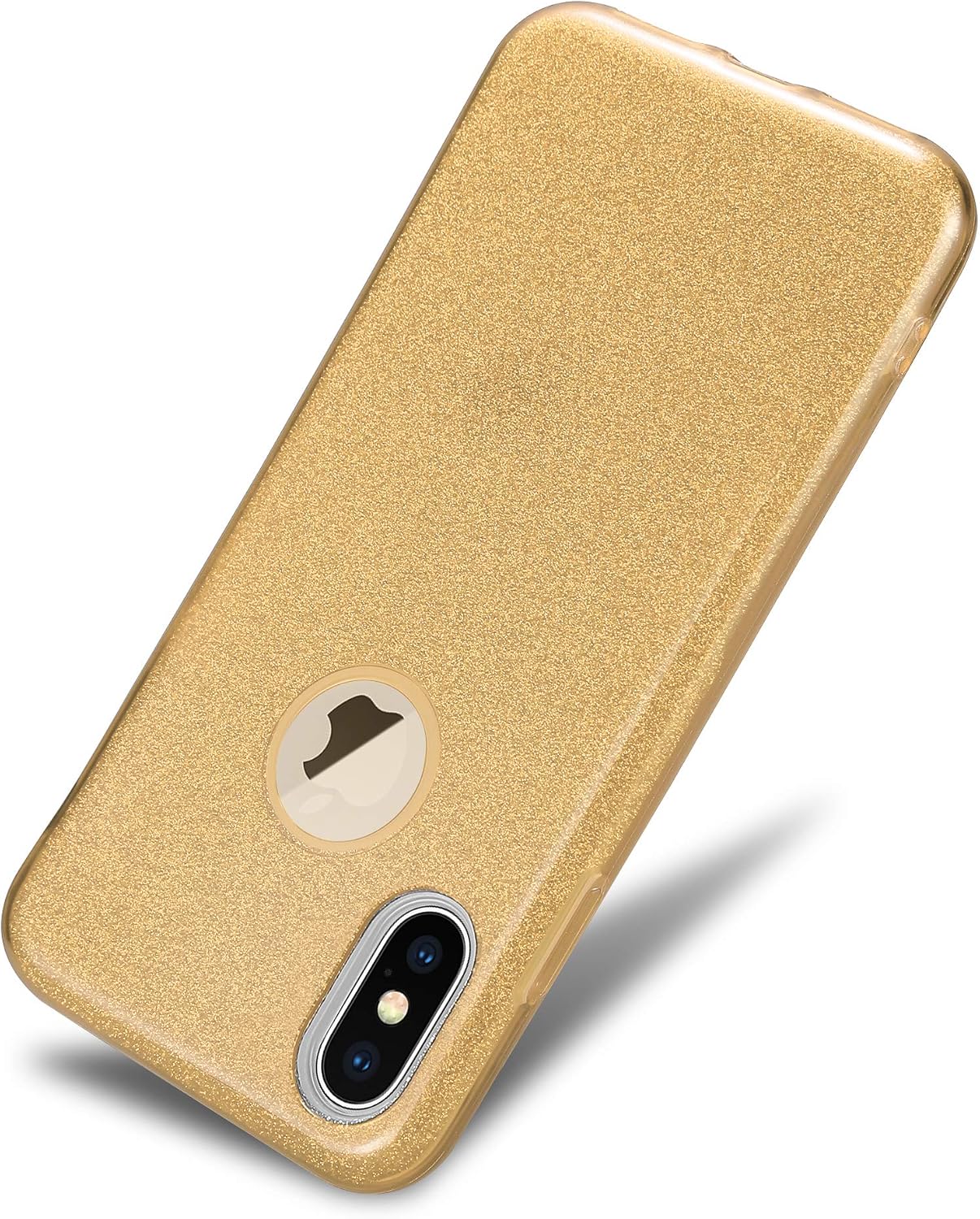 Kit Me Out World Glitter Series Case Designed for iPhone Xs Case, TPU & Inner Hard PC, Slim Fit Durable Shockproof Protection Case Cover (Gold)