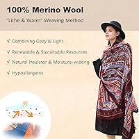 Vista 10 de DANA XU Manta de pashmina extragrande 100% de lana merina, bufanda de viaje, bufanda de cachemira para mujer, otoño e invierno, chal de gran