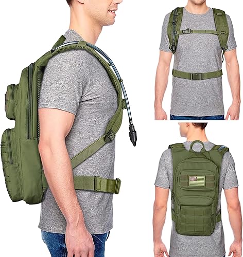 Miniatura 6 de NOOLA Mochila de hidratación con vejiga de agua de TPU de 3 L, mochila táctica de agua Molle para hombres y mujeres, paquete de hidratación para