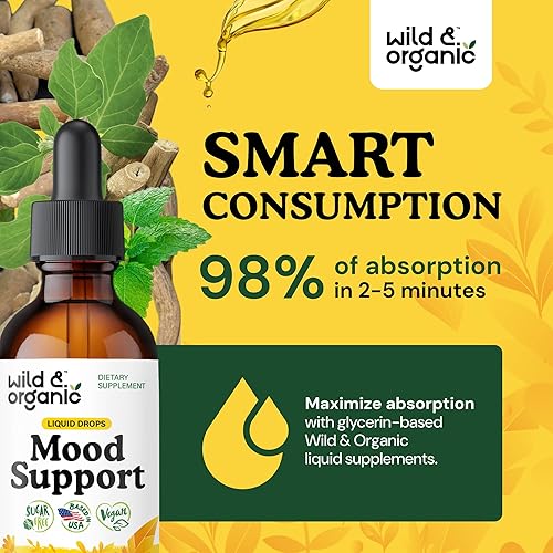 Miniatura 4 de Gotas de apoyo para el estado de ánimo, suplementos de buen humor con raíz de ashwagandha y rodiola rosea, gotas líquidas naturales para energía