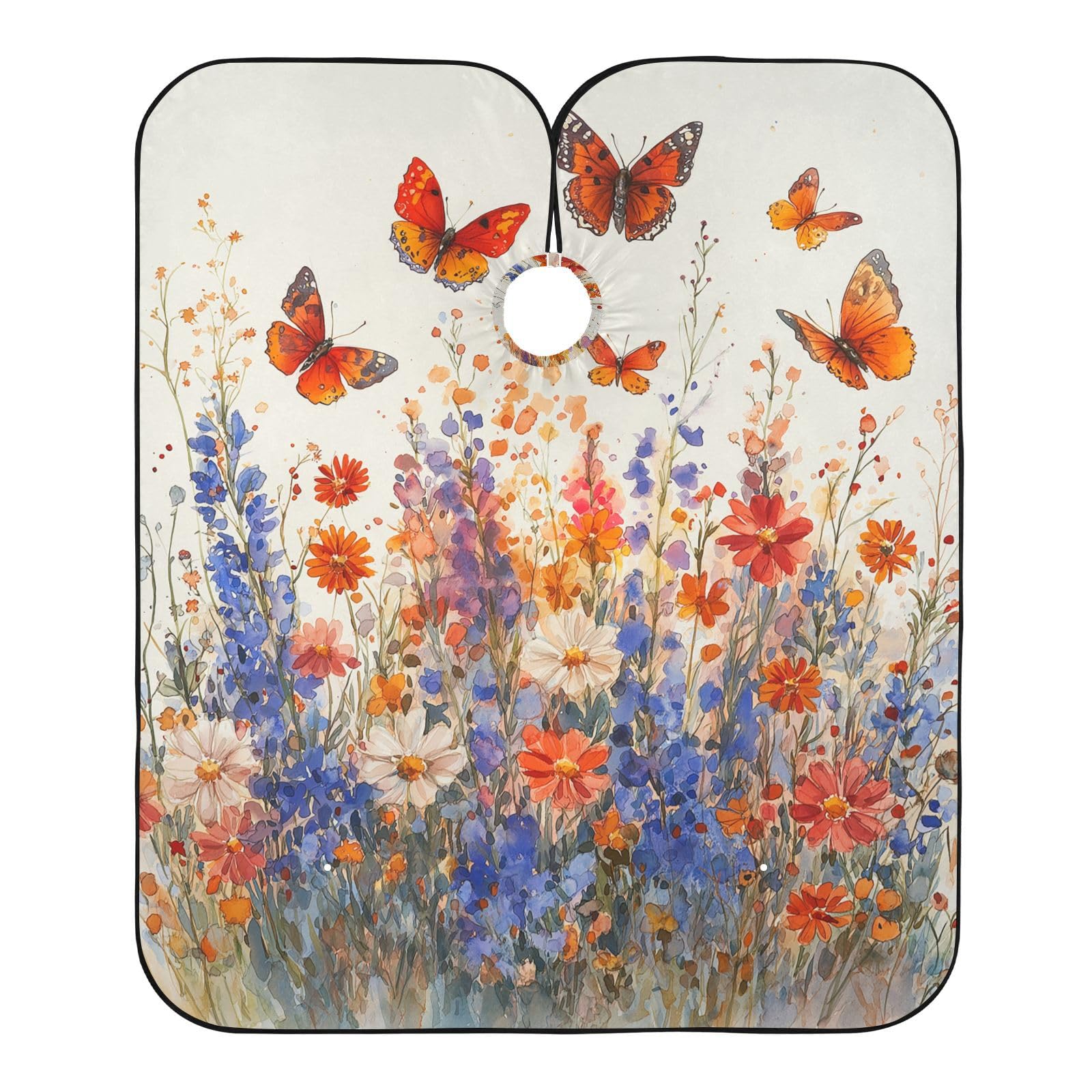 Hezely Butterflies and Wildflowers Hair Dye Cape, Barber Cape for Adults,Waterproof Salon Cape,Waterproof Hairdressing Styling Hair Cutting, 65