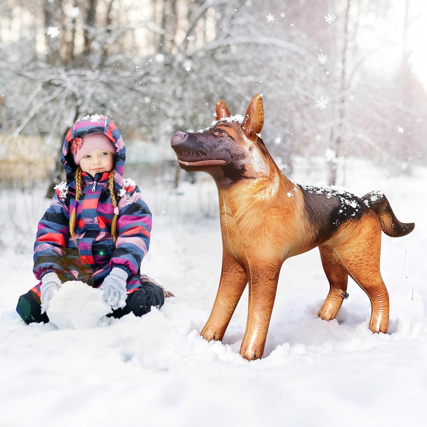 Jet Creations German Shepherd Dog Inflatable, 43" L x 30" H – Christmas Yard Decorations, Room & Classroom Decor, Birthday Party Prop, Police Dog/K9 Animal Toy & Gift for Kids, Black & Tan, 1 Pc