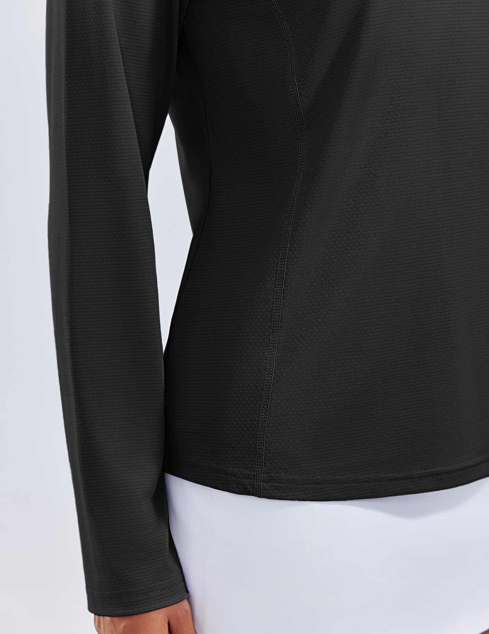 PINSPARK Sportowa koszulka damska z długim rękawem, dekolt w serek, kołnierz polo, UPF 50+, sportowy T-shirt, oddychający, do biegania, na siłownię, jogę