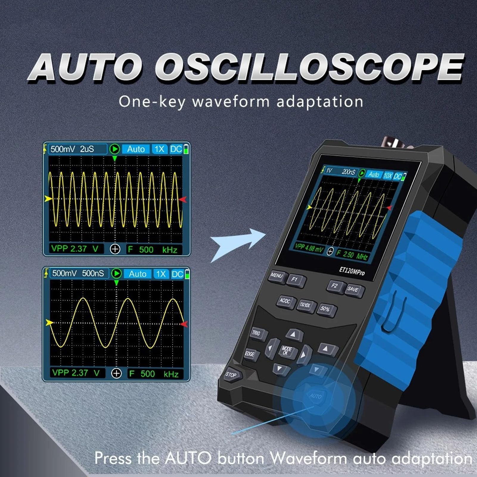 Generic Osciloscopio Digital Portátil con Ancho de Banda de 120 MHz Excelente Precisión para I+D y Educación Pantalla a Color de 2,4 Pulgadas